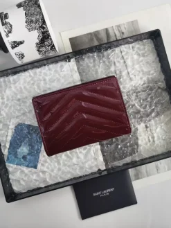 Alternative view of SAINT LAURENT Wallet Bags Caviar Leather (Burgundy-Gold) 13X9X3CM A60202608081637