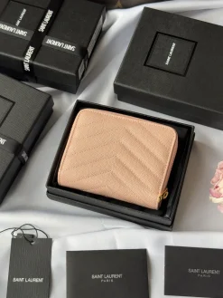 Alternative view of SAINT LAURENT Wallet Bags Caviar Leather (Pink-Gold) 12X10X3CM B00202608081327