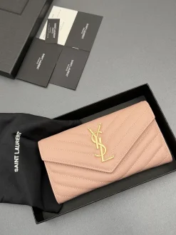 SAINT LAURENT Wallet Bags Caviar Leather (Pink-Gold) 19X11X3 CM B20202608081244