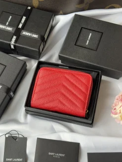 Alternative view of SAINT LAURENT Wallet Bags Caviar Leather (Red-Gold) 12X10X3CM B00202608081329