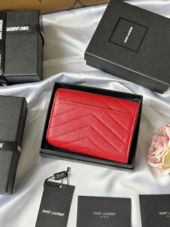 Alternative view of SAINT LAURENT Wallet Bags Caviar Leather (Red-Gold) 13X9X3CM A60202608081345
