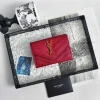 SAINT LAURENT Wallet Bags Caviar Leather (Red-Gold) 13X9X3CM A60202608081595