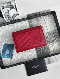 Alternative view of SAINT LAURENT Wallet Bags Caviar Leather (Red-Gold) 13X9X3CM A60202608081595