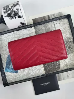 Alternative view of SAINT LAURENT Wallet Bags Caviar Leather (Red-Gold) 19X11CM B20202608081613
