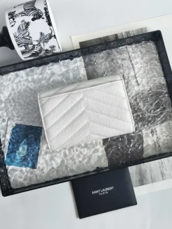 Alternative view of SAINT LAURENT Wallet Bags Caviar Leather (White-Gold) 13X9X3CM A60202608081597