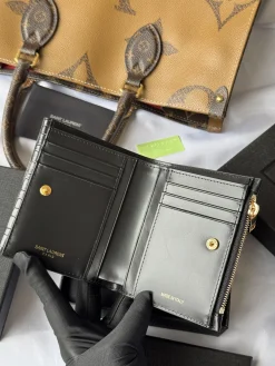 Alternative view of SAINT LAURENT Wallet Bags Crocodile Leather (Black-Gold) 12X10X3CM B10202608081333