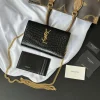 SAINT LAURENT Wallet Bags Crocodile Leather (Black-Gold) 19X12X4CM B70202608081276