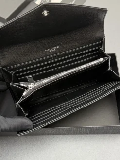 Alternative view of SAINT LAURENT Wallet Bags Embossed Leather (Black-Silver) 19X11X3CM B20202608081248