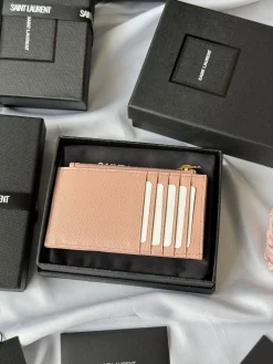 Alternative view of SAINT LAURENT Wallet Bags Grained Calfskin (Pink-Gold) 13X8X2CM A00202608081260