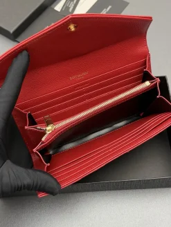 Alternative view of SAINT LAURENT Wallet Bags Grained Leather (Red-Gold) 19X11X3CM B20202608081246