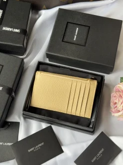 Alternative view of SAINT LAURENT Wallet Bags Leather (Beige-Gold) 13X8X2CM A60202608081268