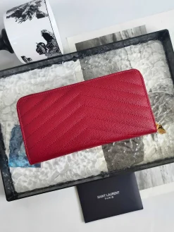 Alternative view of SAINT LAURENT Wallet Bags Leather (Red-Gold) 19X9CM B10202608081620