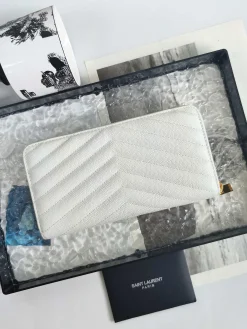 Alternative view of SAINT LAURENT Wallet Bags Leather (White-Gold) 19X9CM B10202608081621