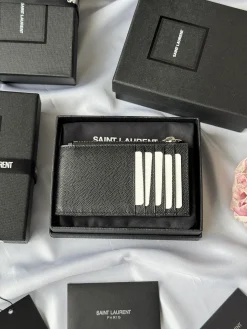 Alternative view of SAINT LAURENT Wallet Bags Pebbled Calfskin (Black-Silver) 13X8X2CM A00202608081263