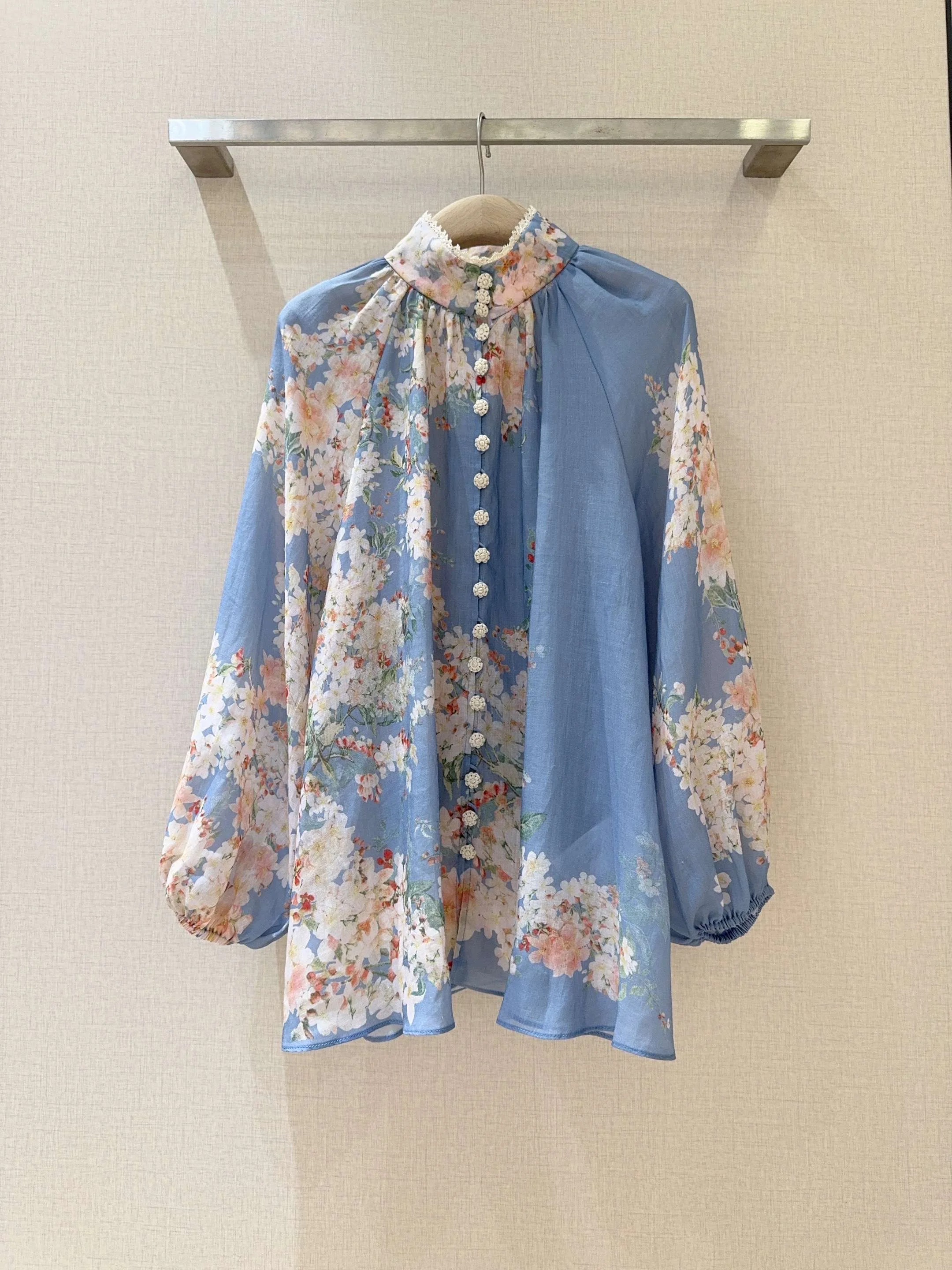 AGUA BY AGUA BENDITA Shirts Ramie Blue-White S-XL B80202609060093