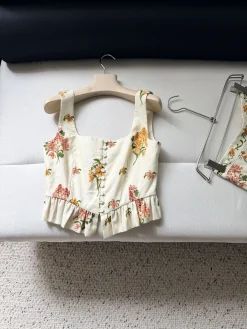 AGUA Vests Linen Cream-Floral S-XL B95202609062379