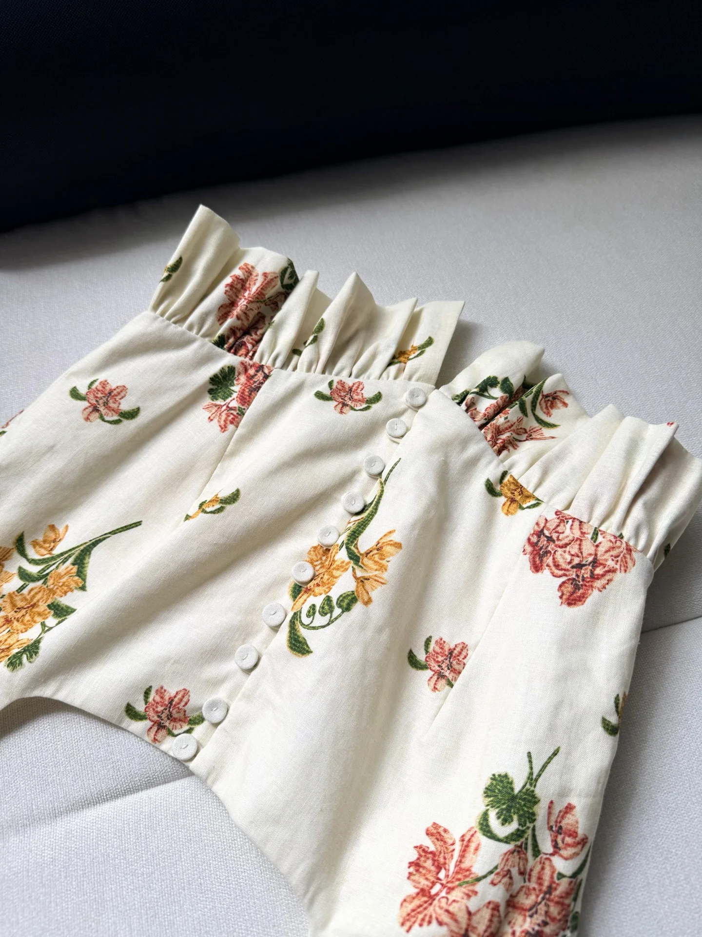 AGUA Vests Linen Cream-Floral S-XL B95202609062379 - Image 5