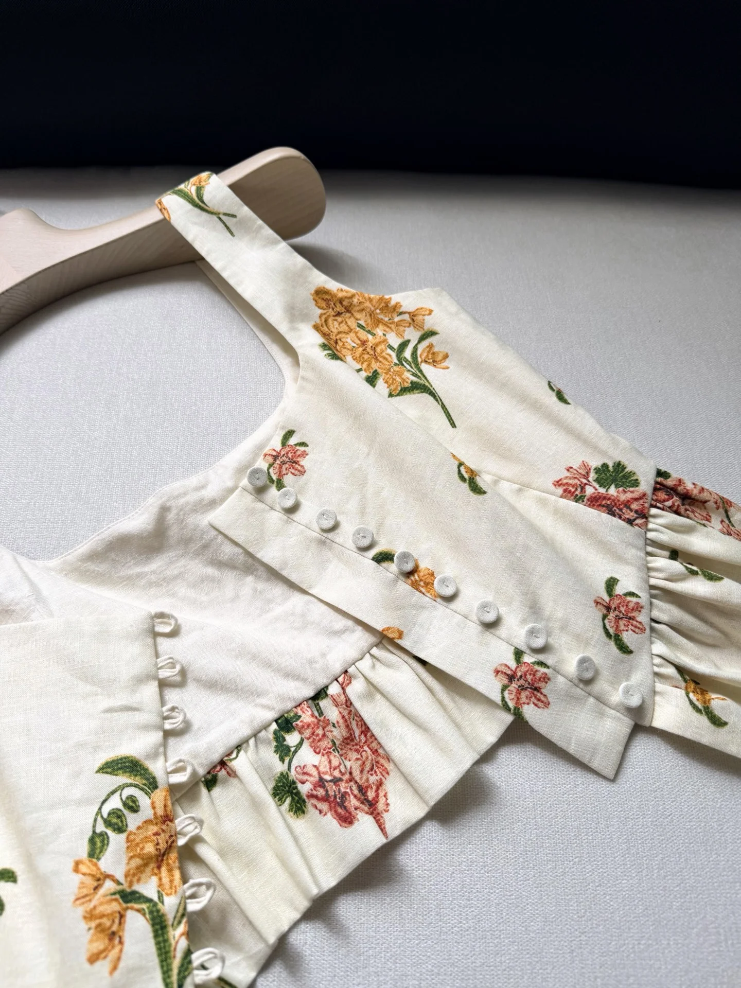 AGUA Vests Linen Cream-Floral S-XL B95202609062379 - Image 6