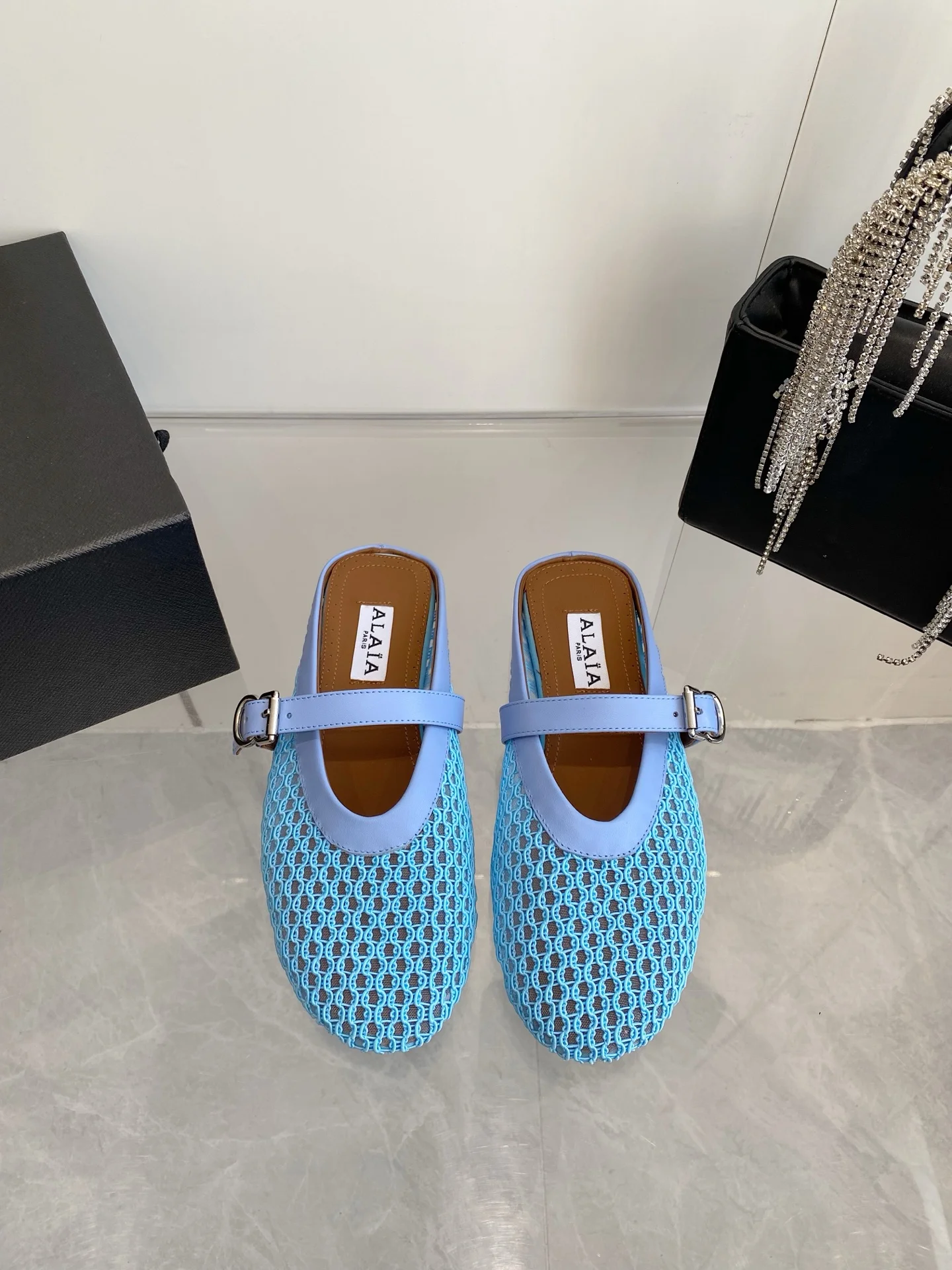 ALAIA Flats Blue-Brown D1202609110498