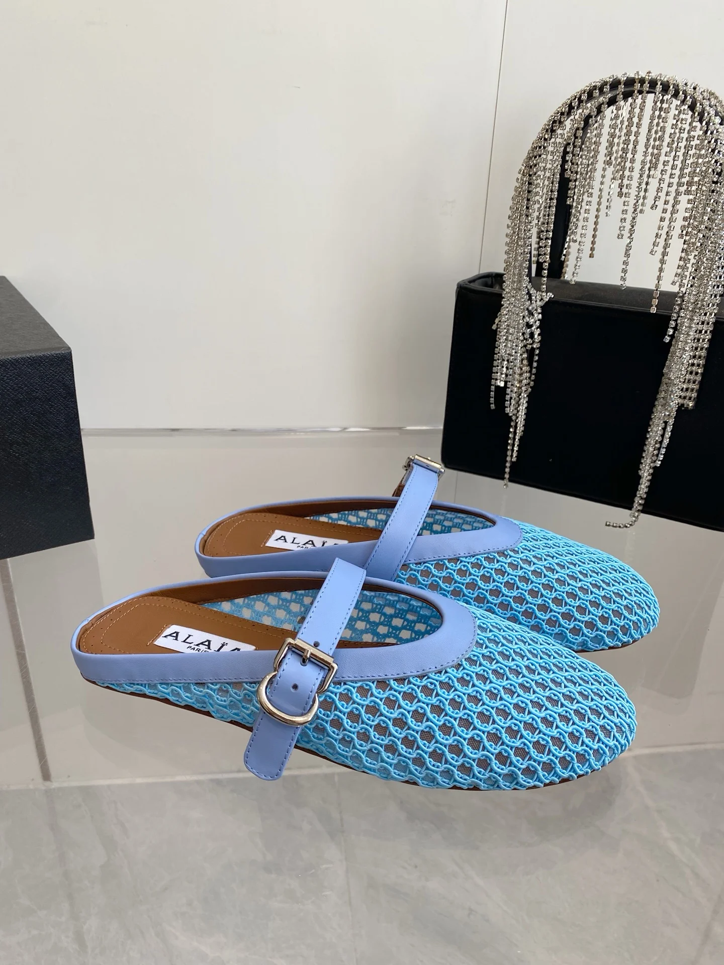 ALAIA Flats Blue-Brown D1202609110498 - Image 3