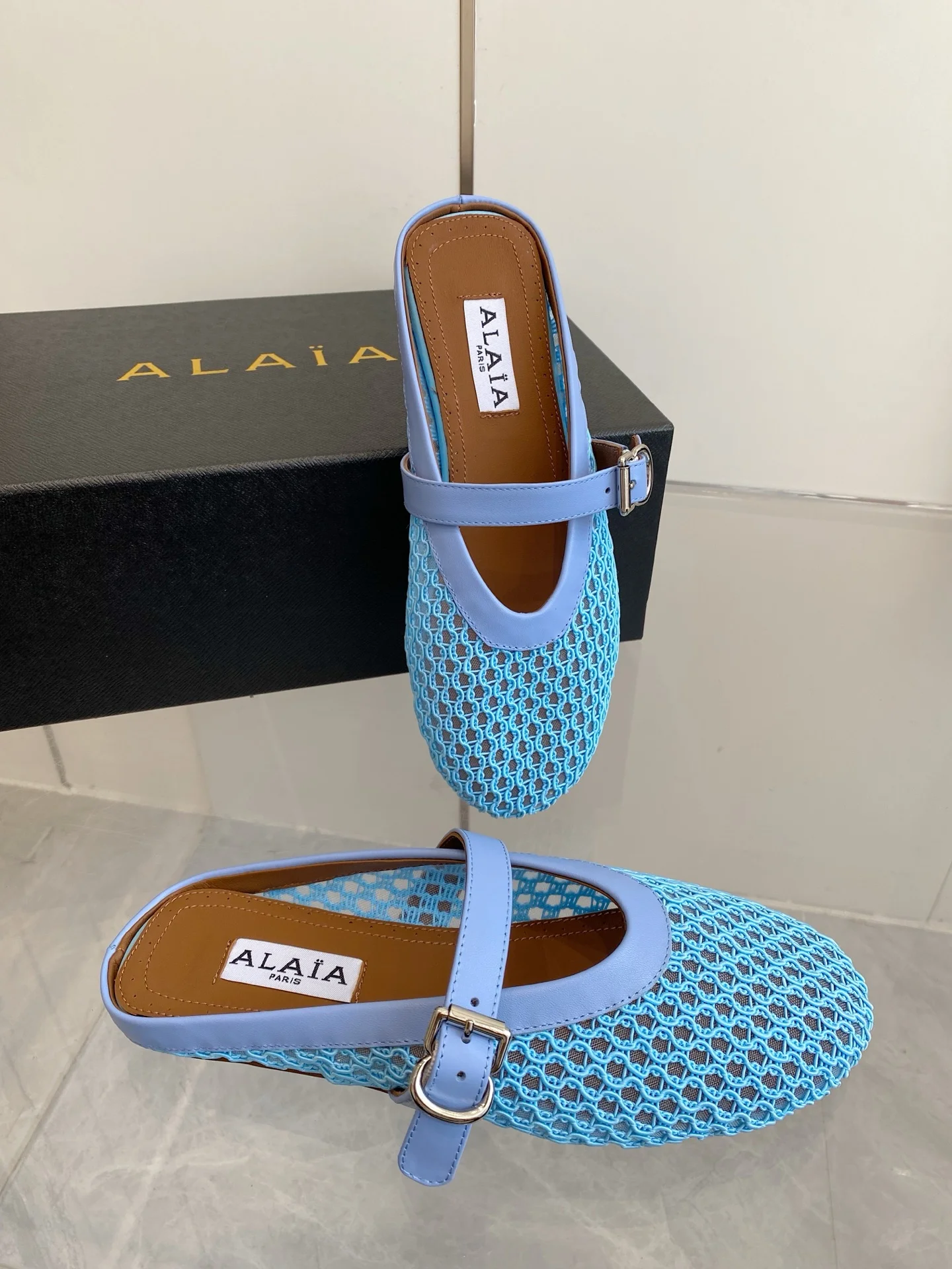 ALAIA Flats Blue-Brown D1202609110498 - Image 7