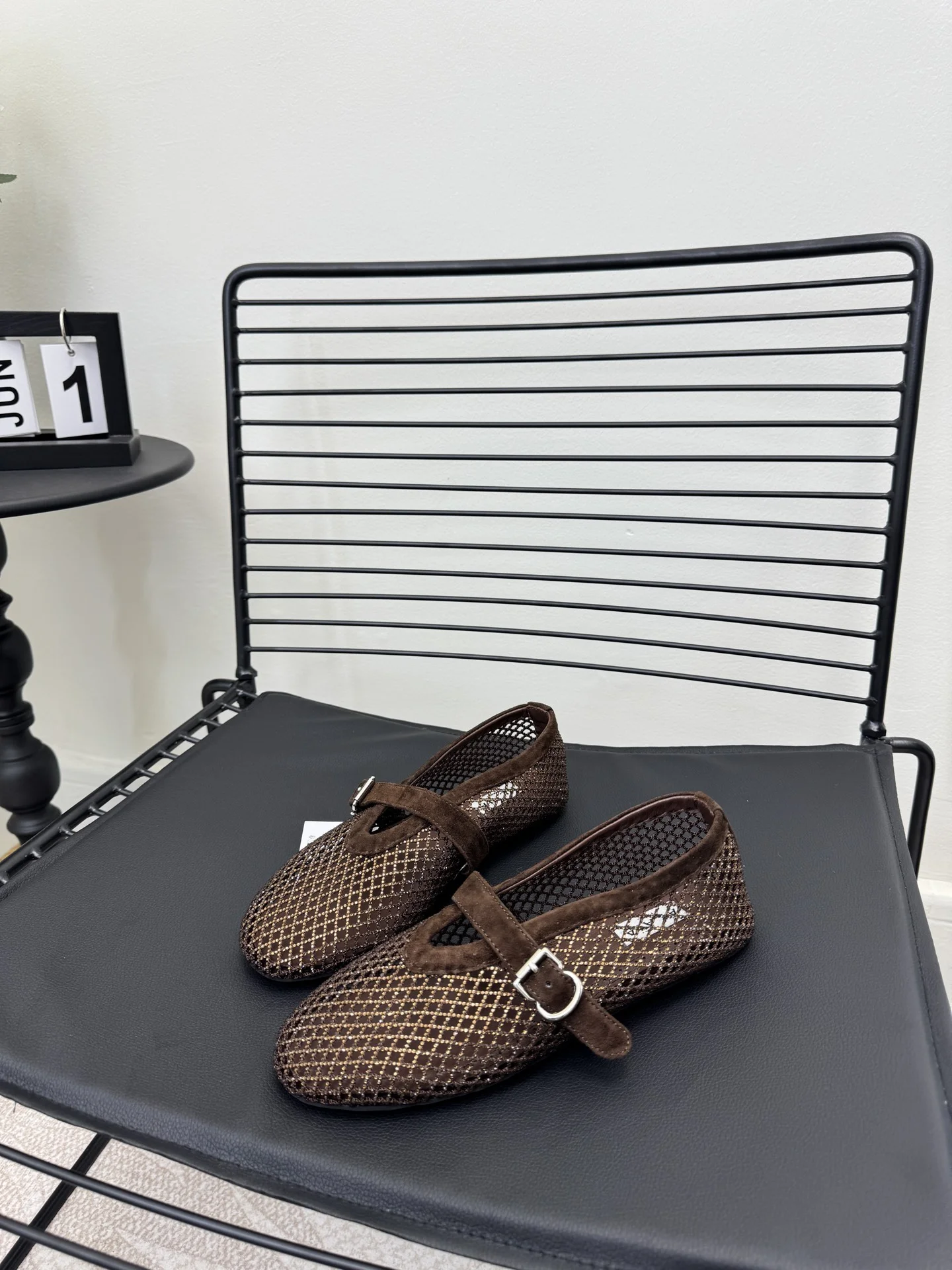 ALAIA Flats Cashmere Lambskin Brown-Silver EU35-42 B70202609110493 - Image 3