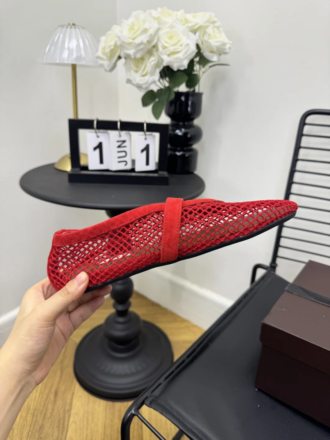 ALAIA Flats Cashmere Sheepskin Red EU35-39 B40202609110486 - Image 4