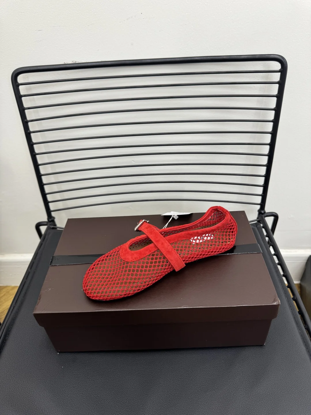 ALAIA Flats Cashmere Sheepskin Red EU35-39 B40202609110486 - Image 6