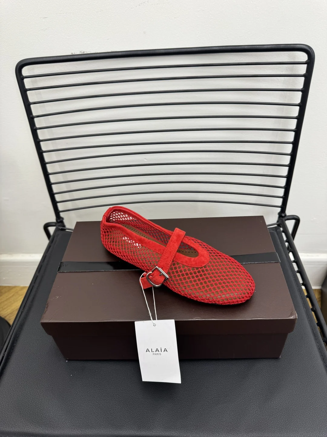 ALAIA Flats Cashmere Sheepskin Red EU35-39 B40202609110486 - Image 7