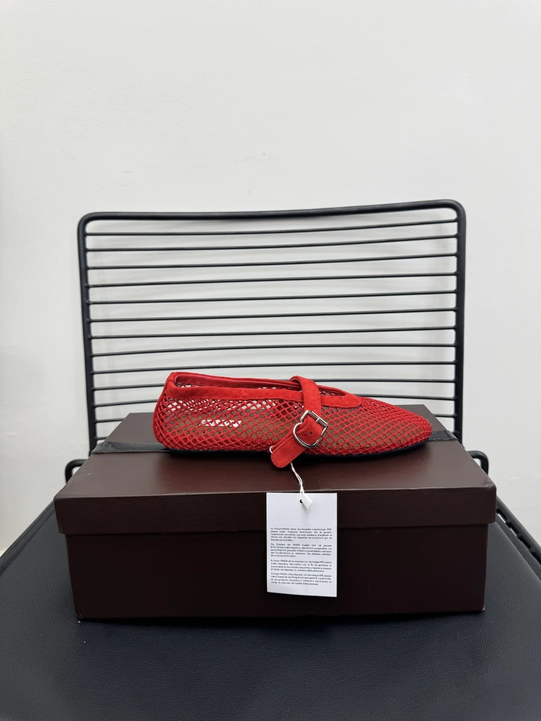 ALAIA Flats Cashmere Sheepskin Red EU35-39 B40202609110486 - Image 8