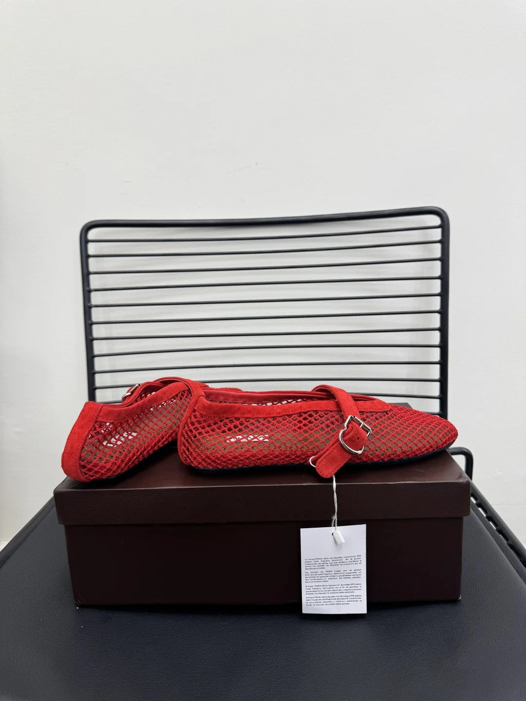 ALAIA Flats Cashmere Sheepskin Red EU35-39 B40202609110486 - Image 9