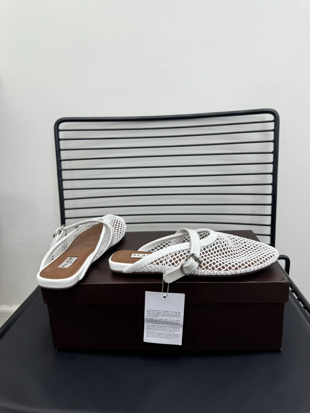 ALAIA Flats Cashmere Sheepskin White-Brown EU35-42 B20202609110481 - Image 7
