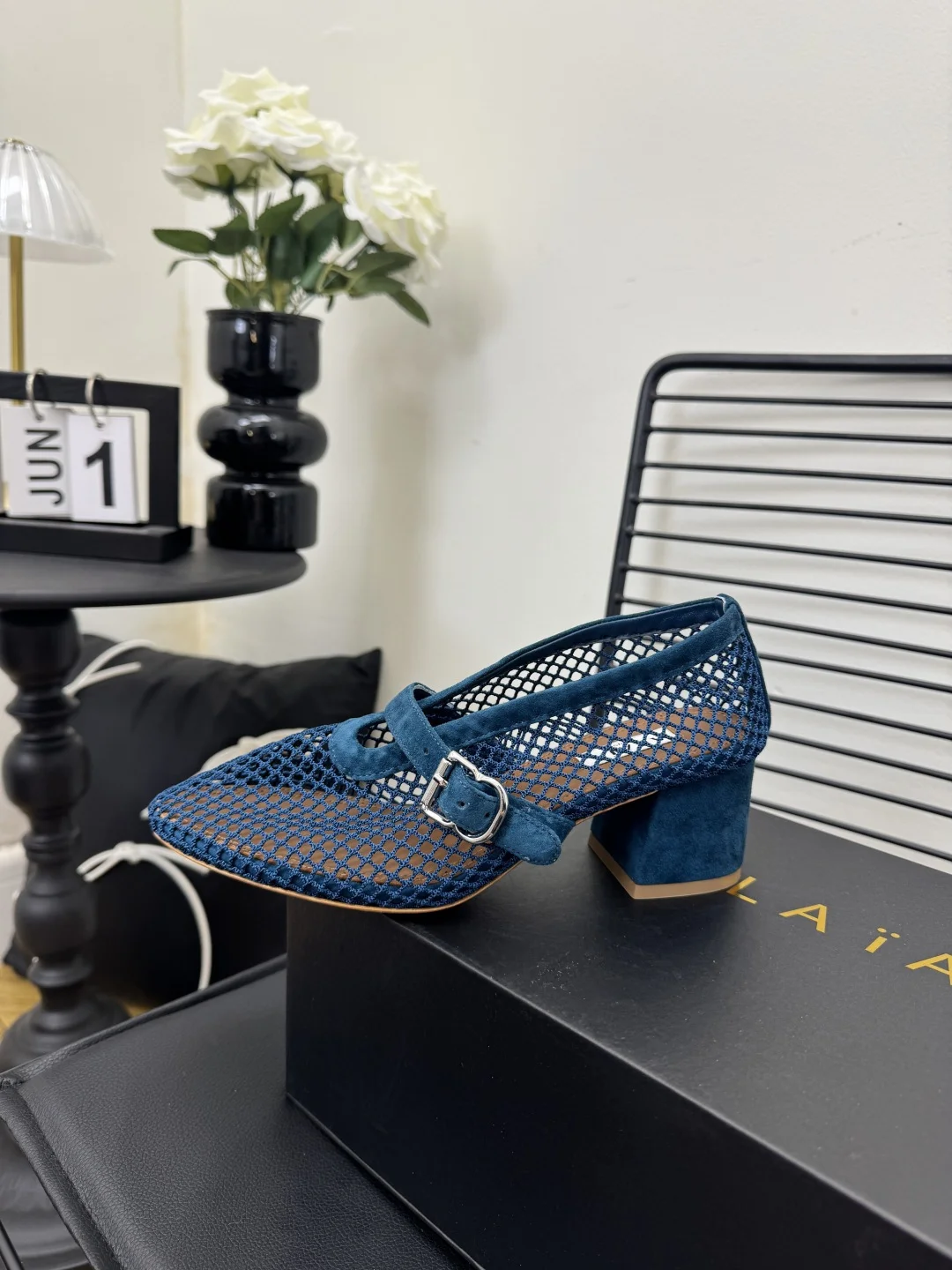 ALAIA Flats Mesh Suede Blue-Brown EU35-41 B50202609110476 - Image 5