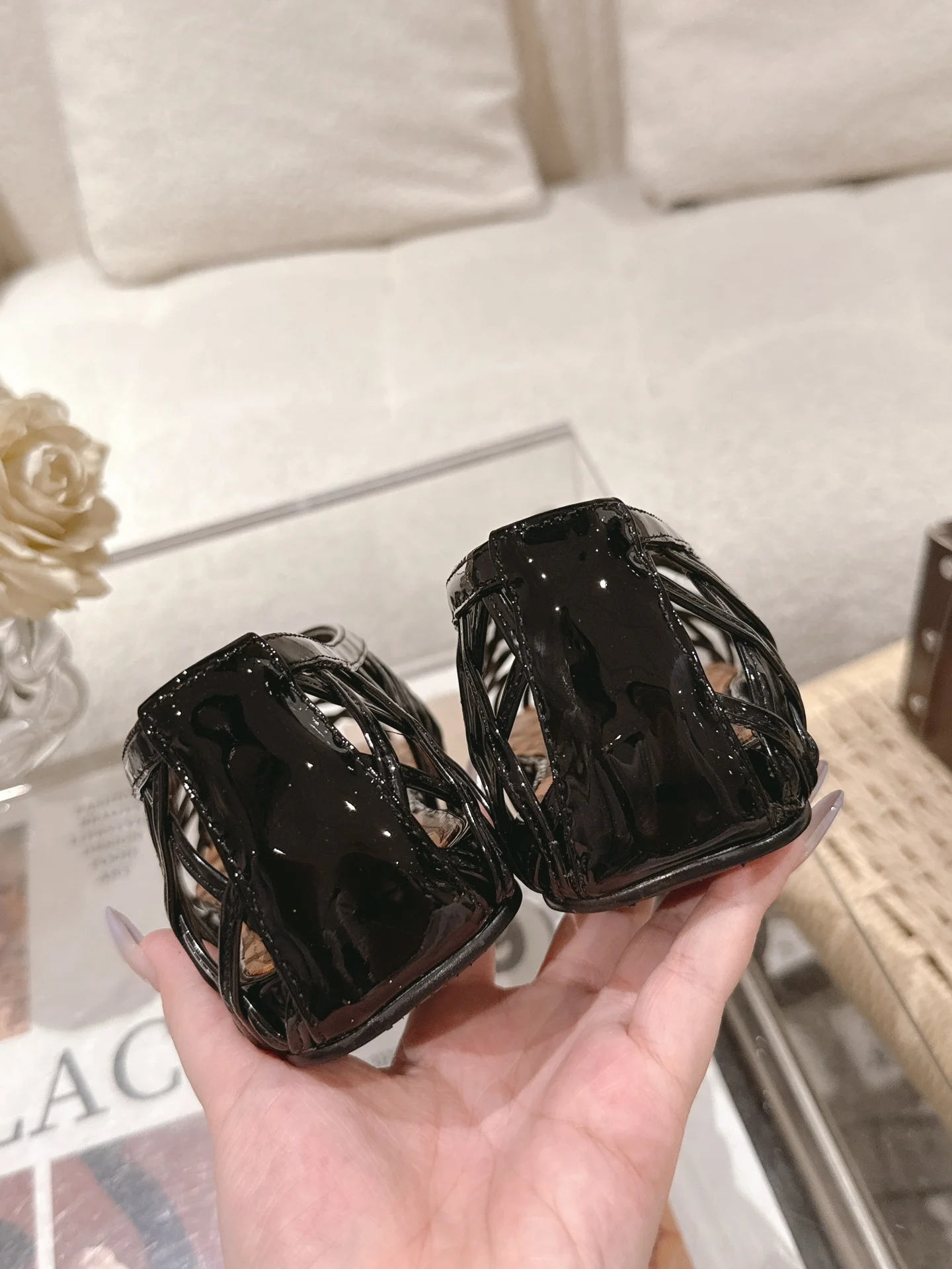 ALAIA Flats Patent Leather Black-Brown EU35-40 B70202609110449 - Image 8