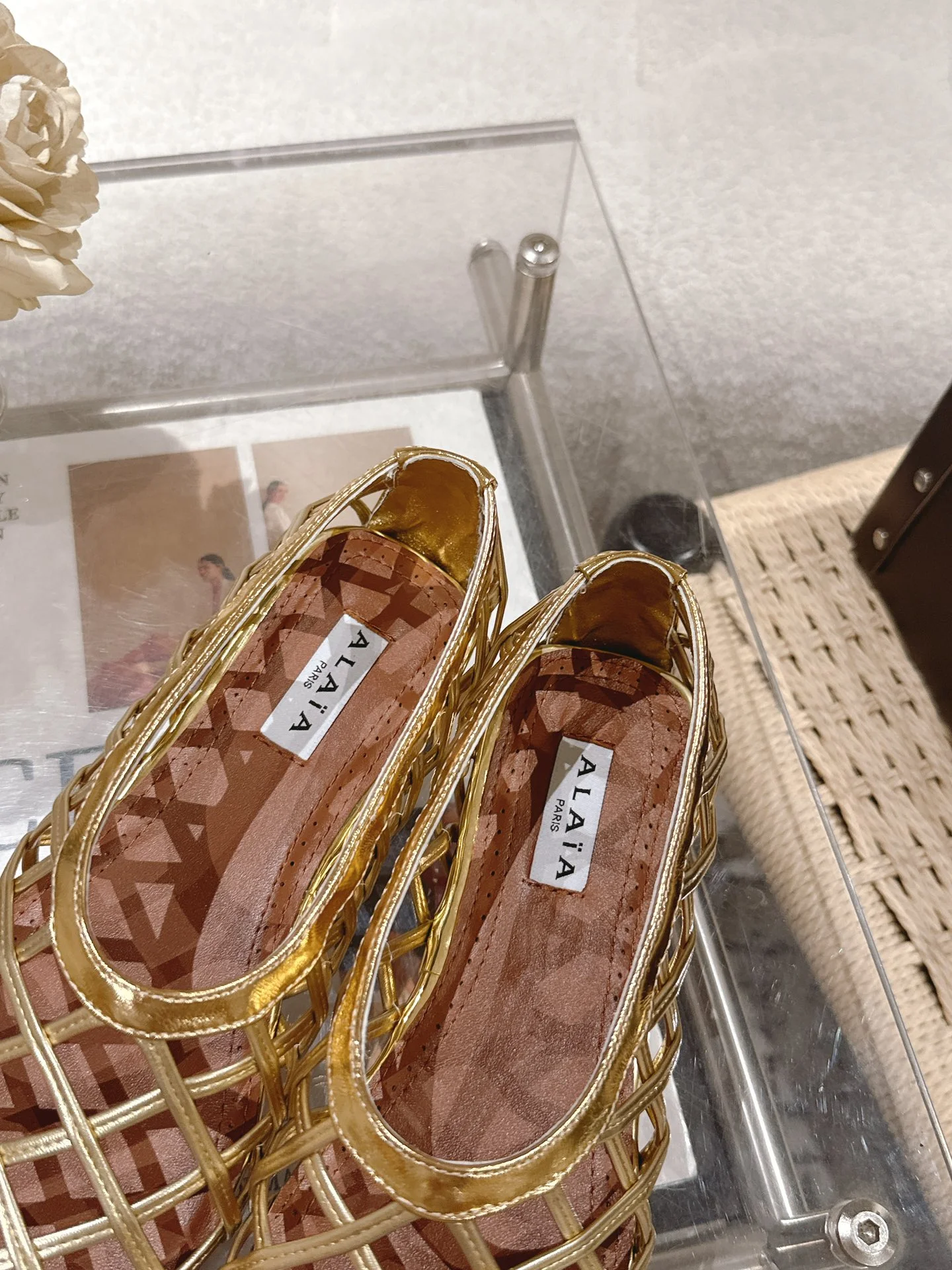 ALAIA Flats Patent Leather Gold EU35-40 B70202609110452 - Image 8