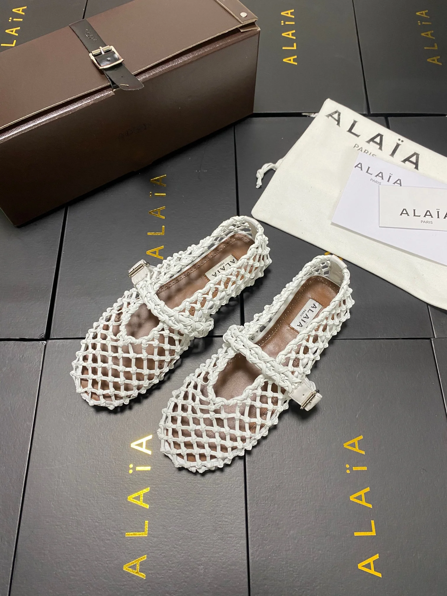 ALAIA Flats White-Brown B90202609110438 - Image 3
