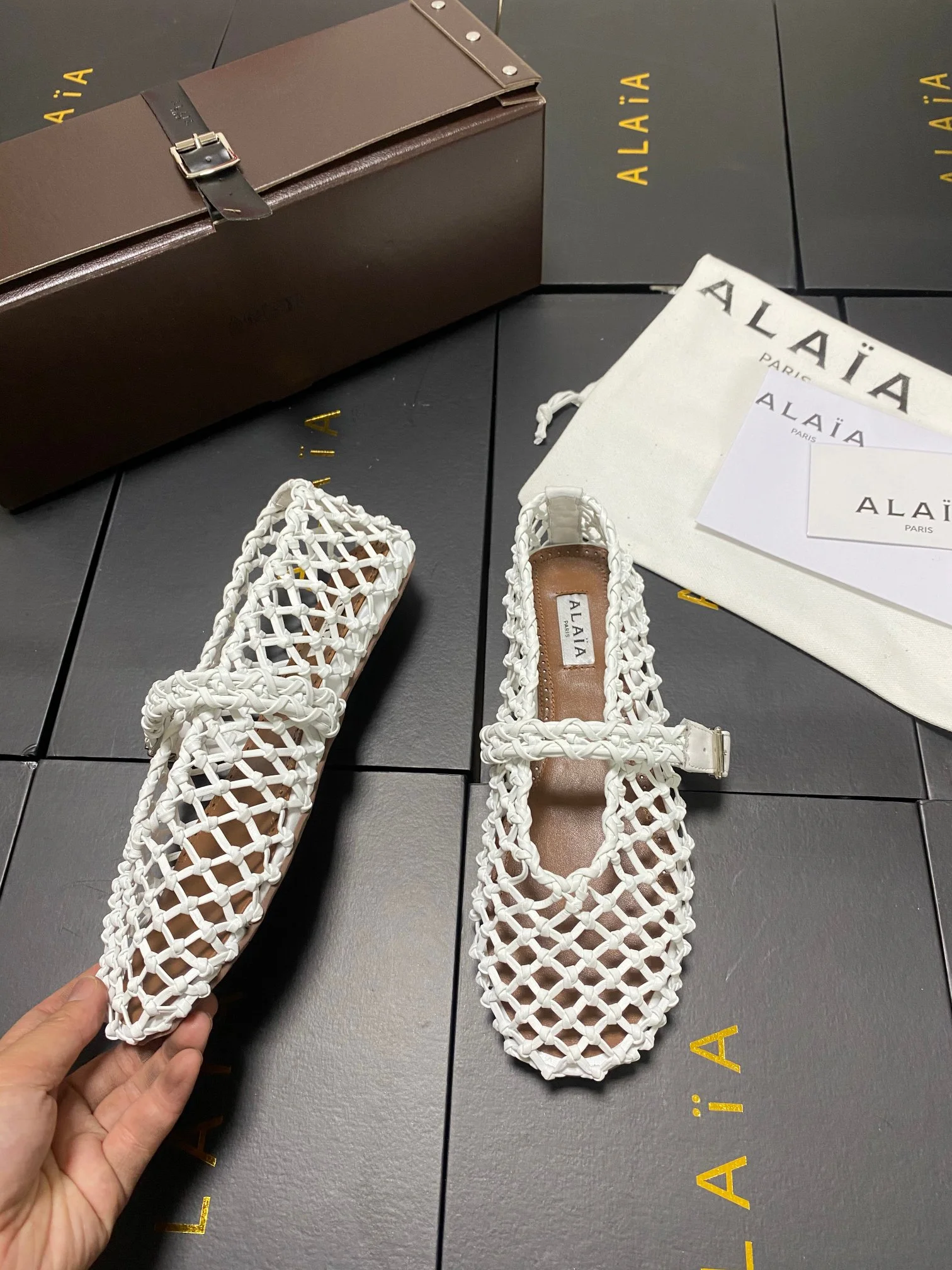 ALAIA Flats White-Brown B90202609110438 - Image 5
