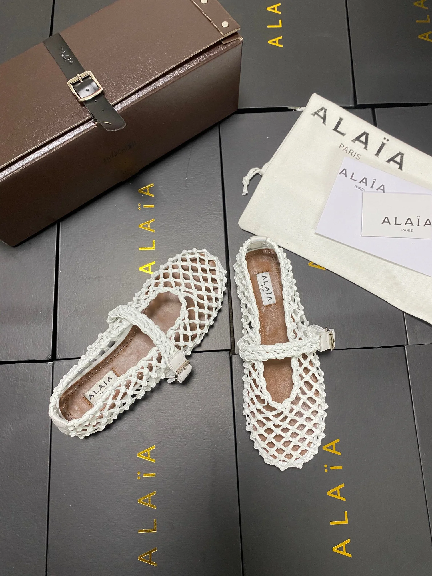 ALAIA Flats White-Brown B90202609110438 - Image 6