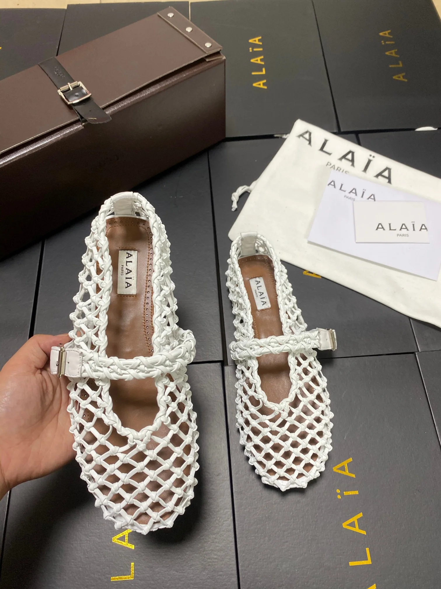 ALAIA Flats White-Brown B90202609110438 - Image 7