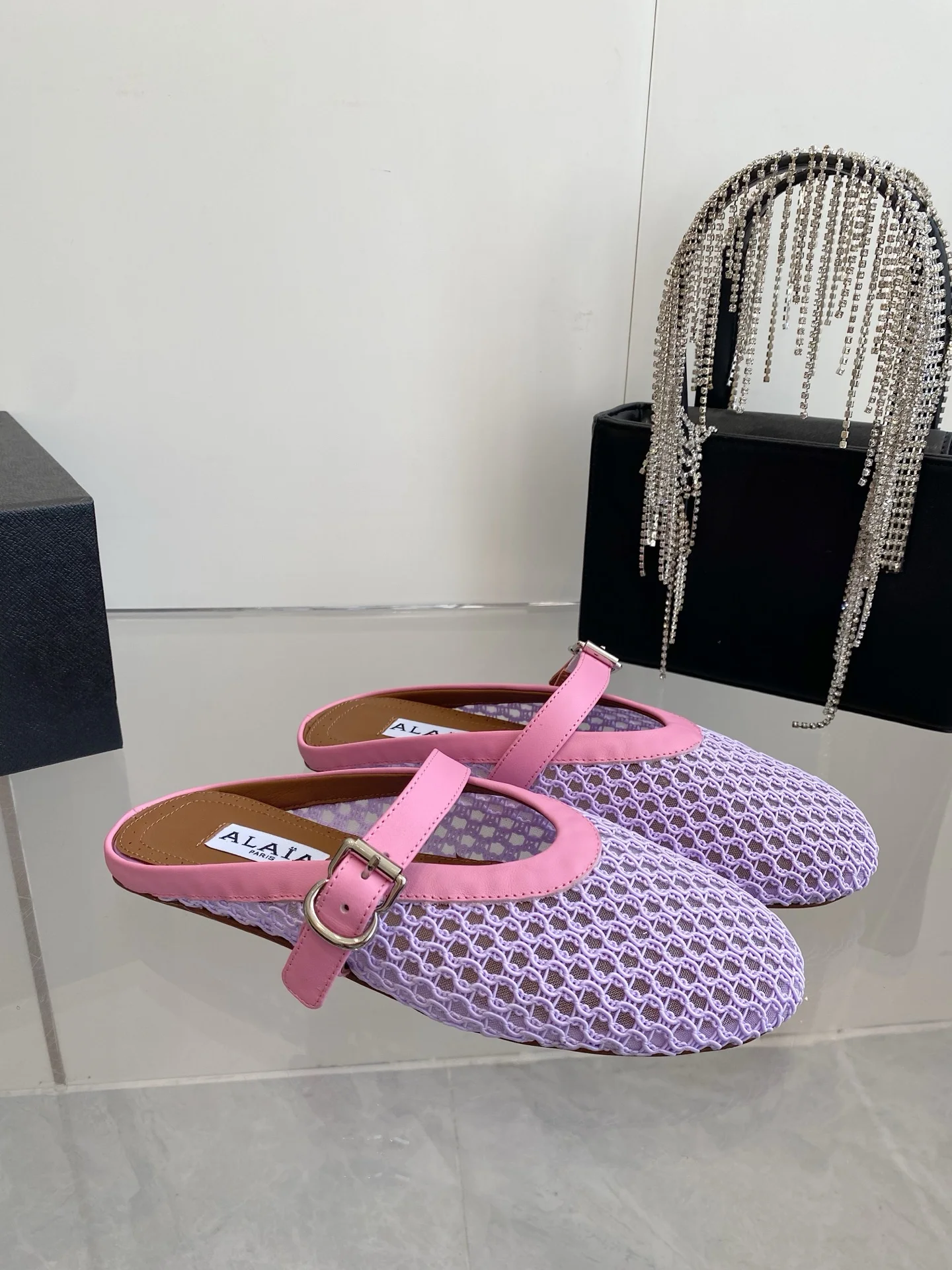 ALAIA Flats Woven Fabric Pink-Purple EU35-39 B10202609110495 - Image 3