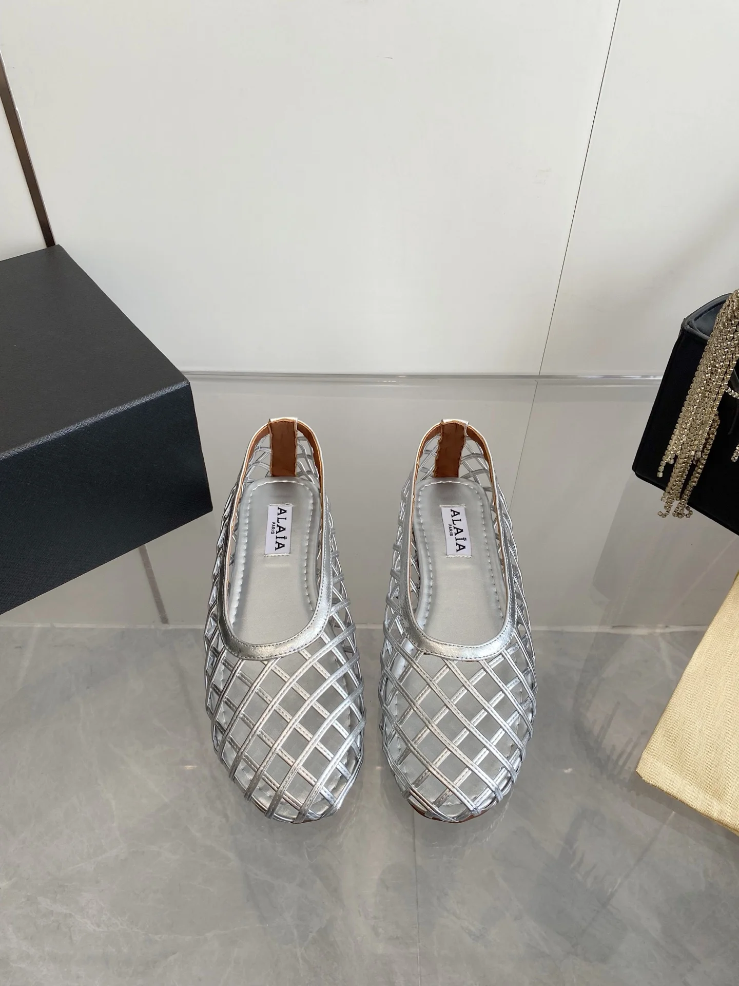 ALAIA Flats Woven Fabric Silver-Brown EU35-41 D1202609110502