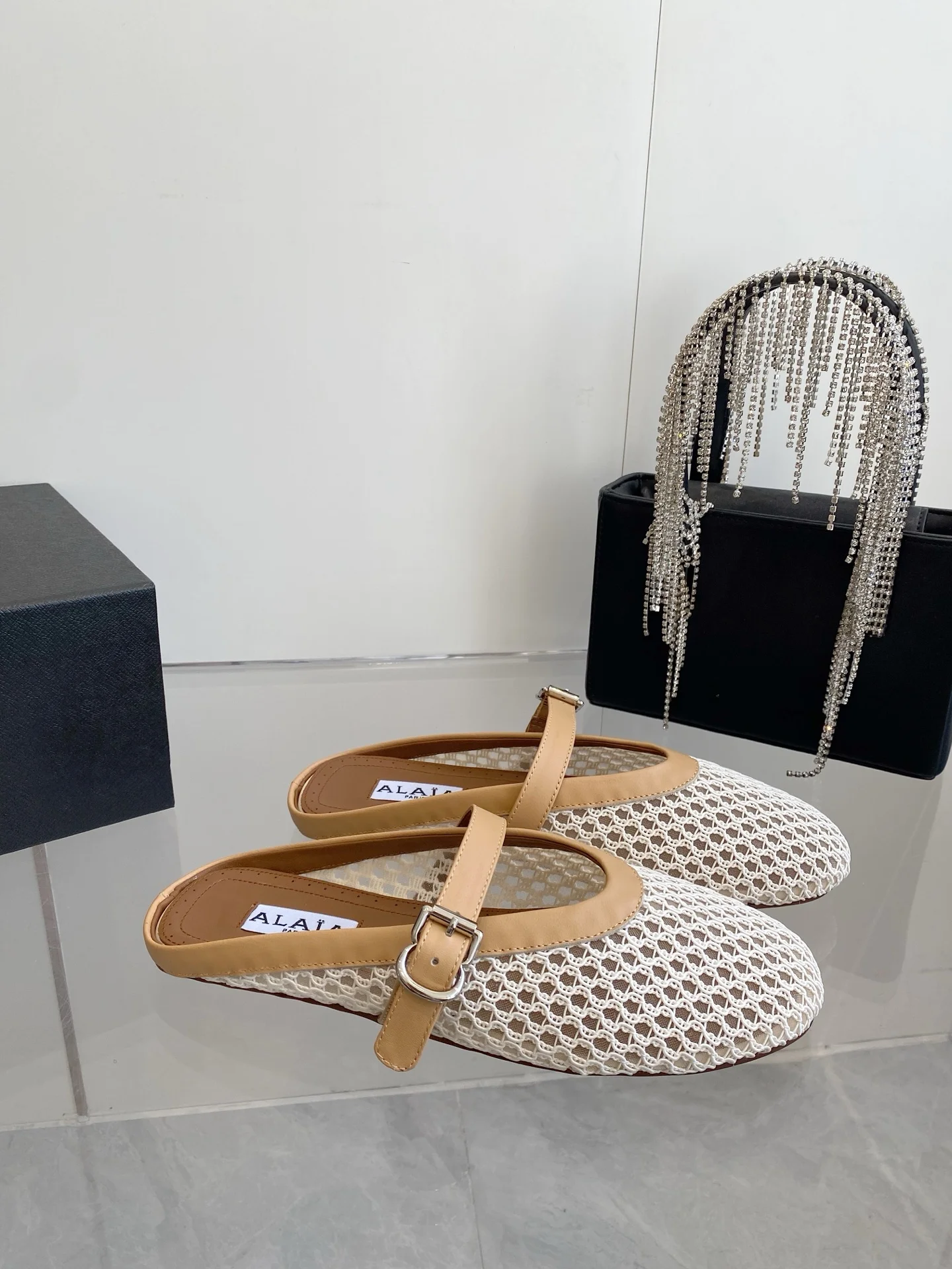 ALAIA Flats Woven Fabric White-Tan EU35-39 B10202609110496 - Image 8