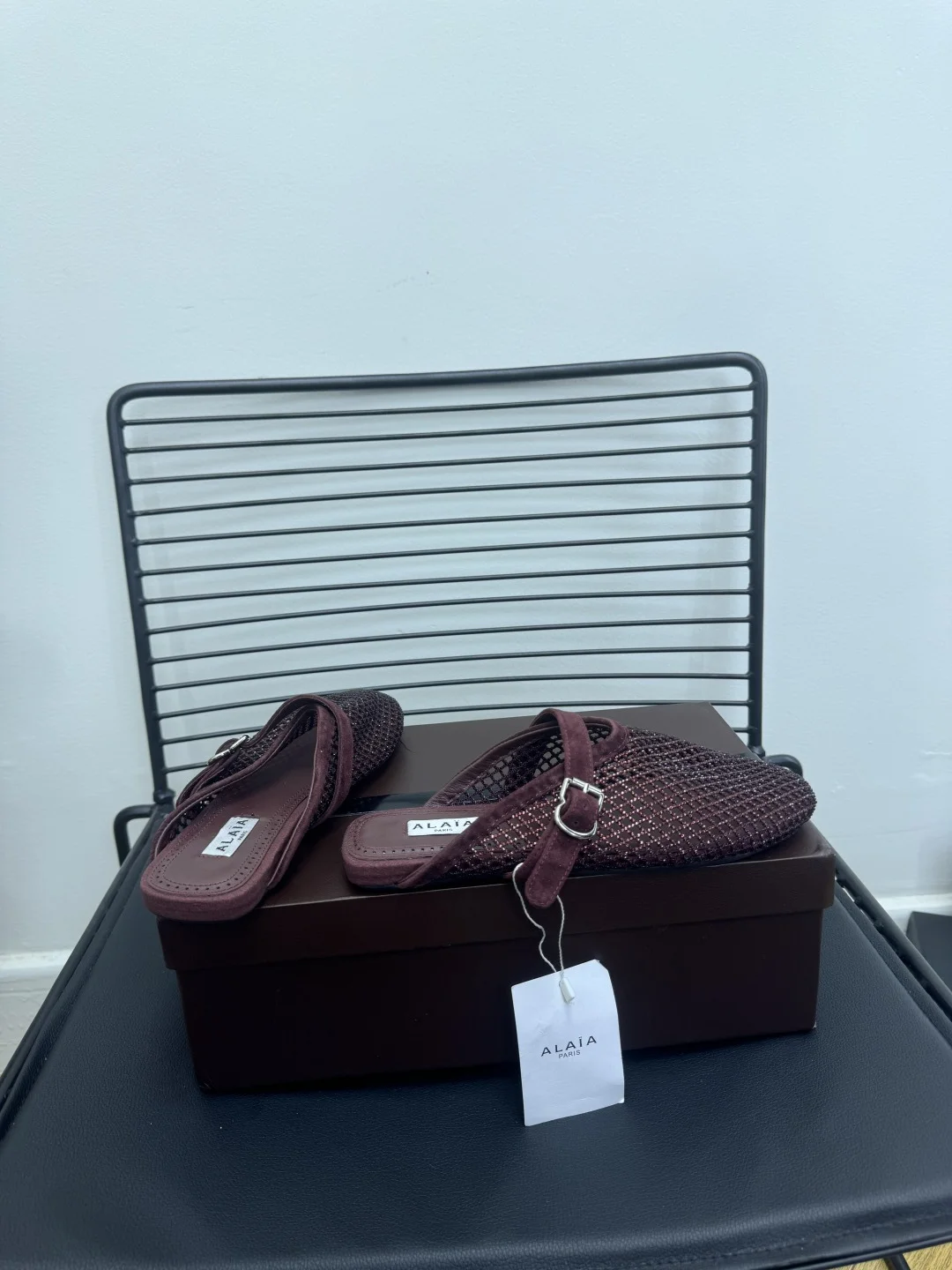 ALAIA Slides Cashmere Lambskin Burgundy EU35-42 B50202609110488 - Image 7