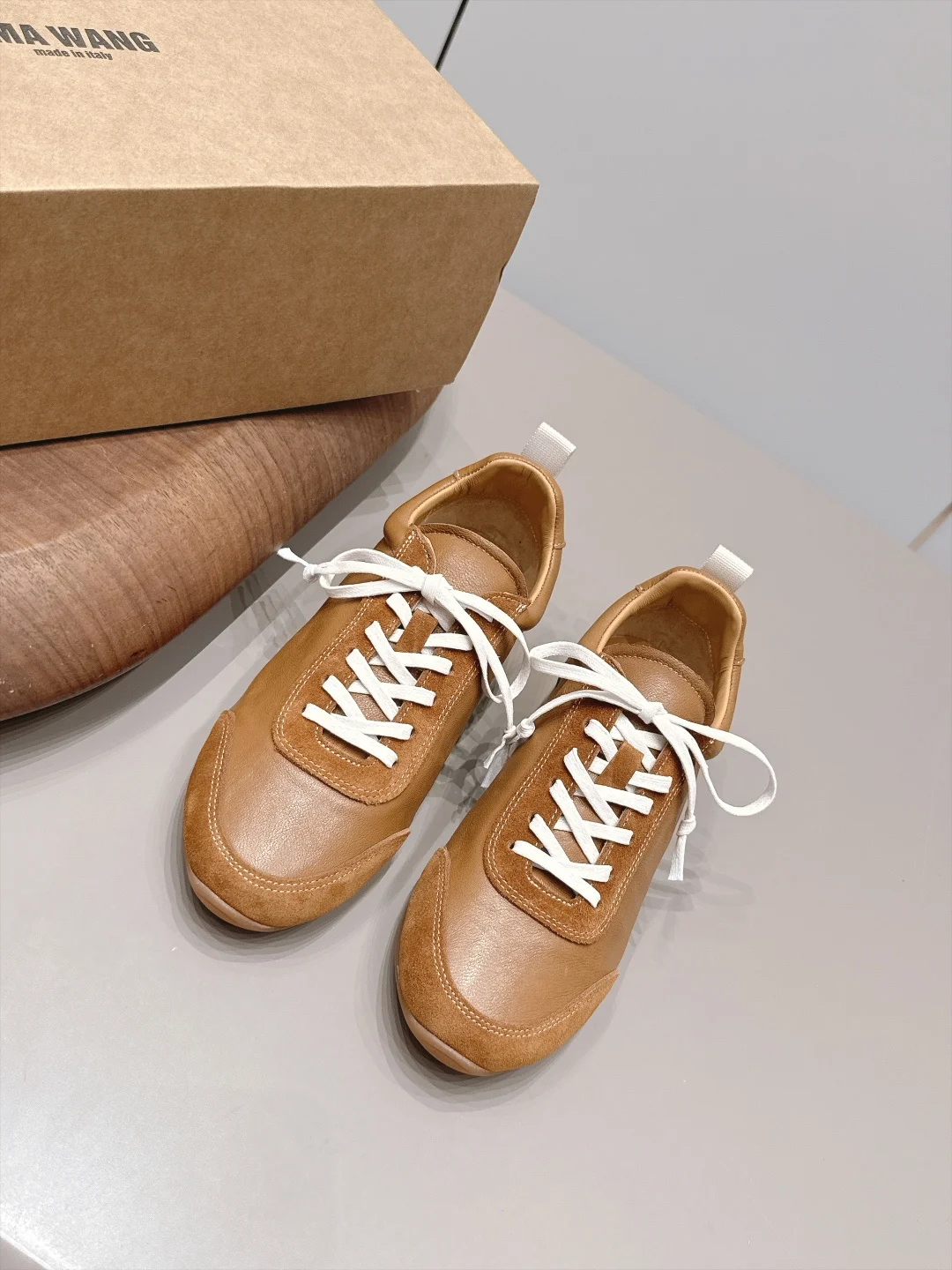 ALEXANDER WANG Flats Suede Leather Brown-White EU35-39 B90202609111543