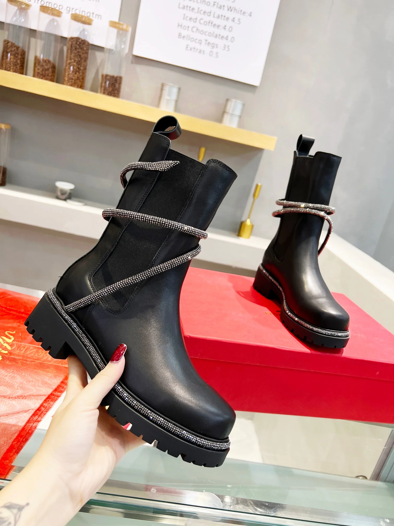 AMI Boots Calf Leather Black-Silver EU35-41 C50202609110318