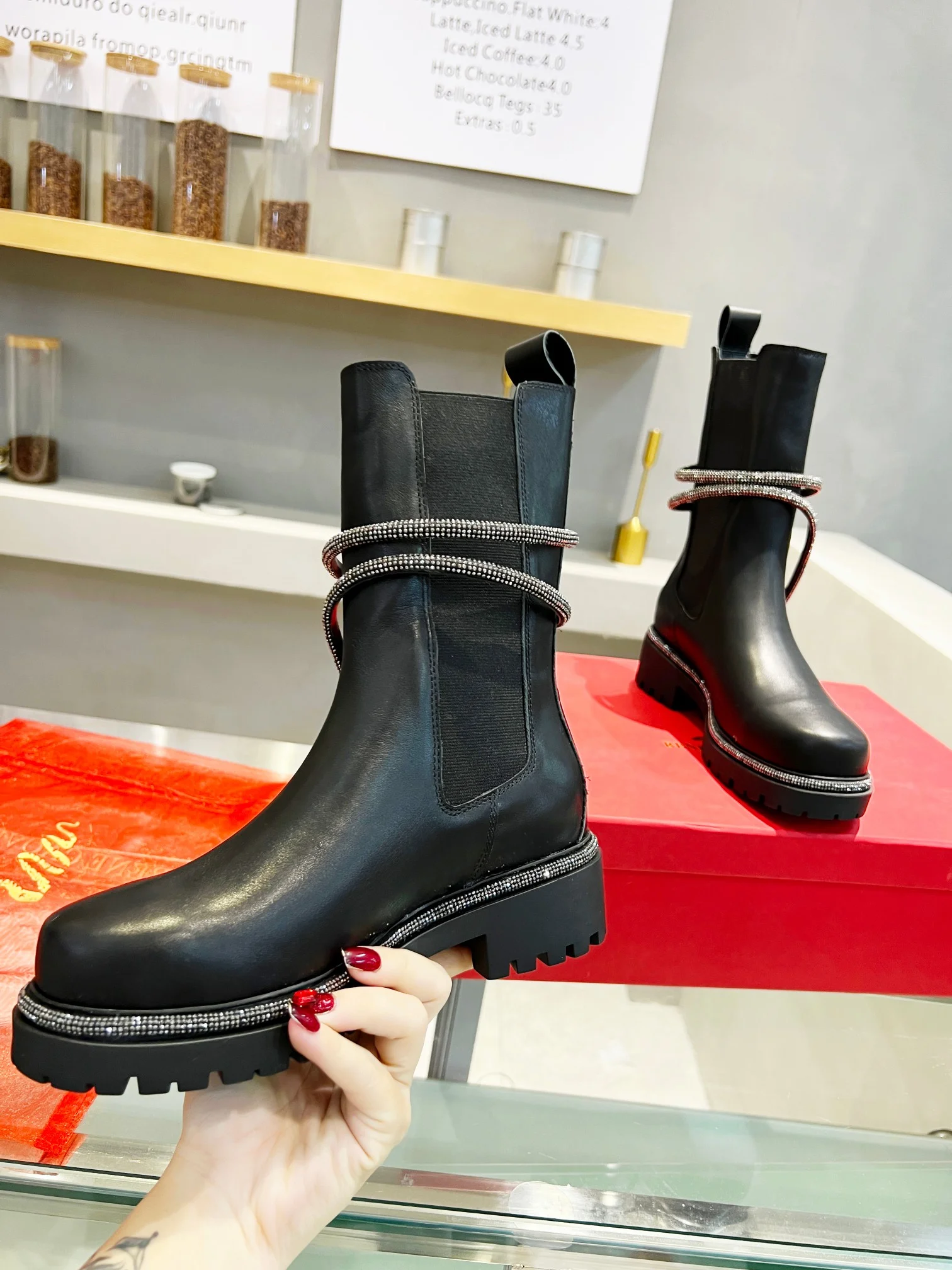 AMI Boots Calf Leather Black-Silver EU35-41 C50202609110318 - Image 3