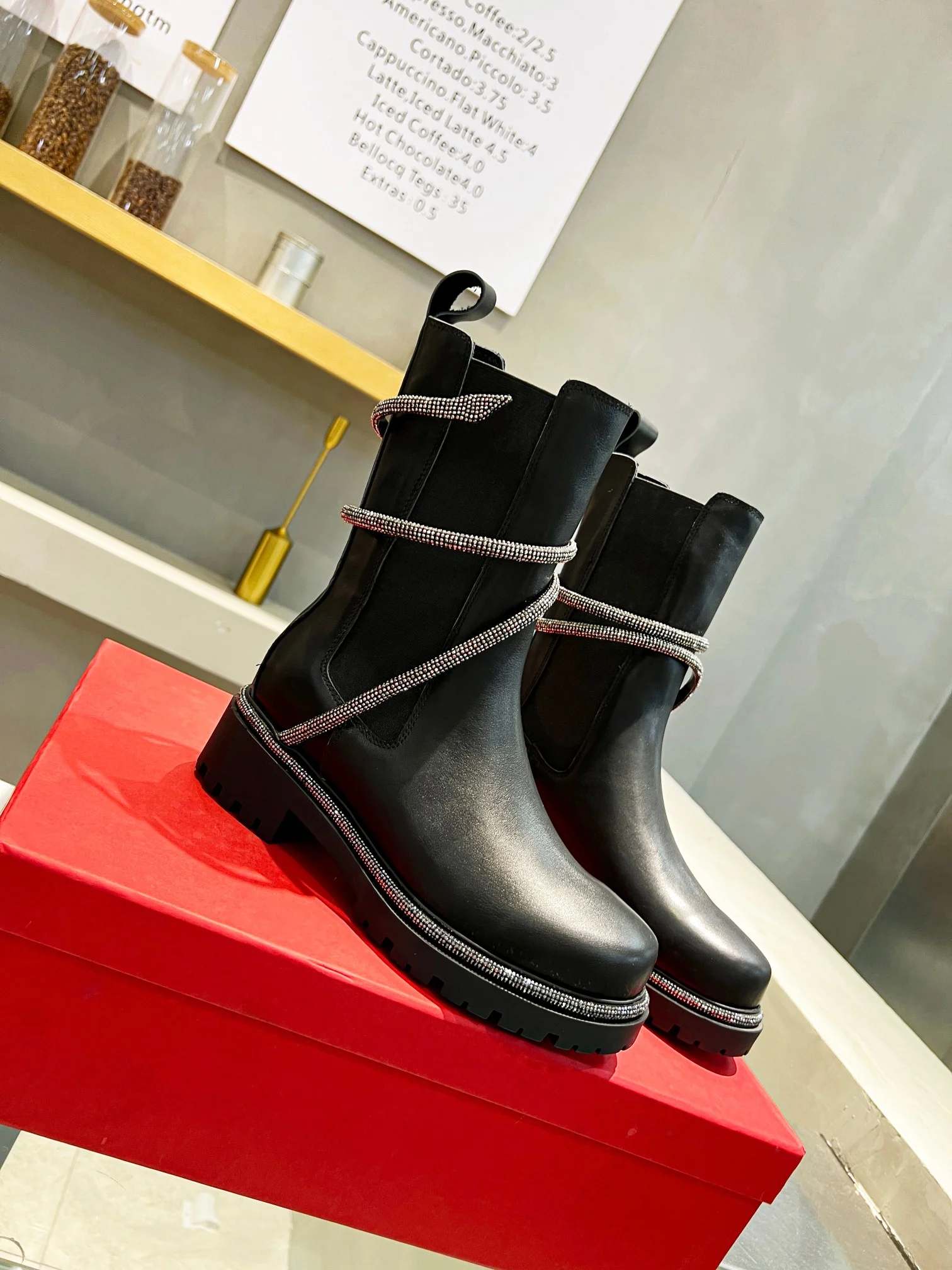 AMI Boots Calf Leather Black-Silver EU35-41 C50202609110318 - Image 8