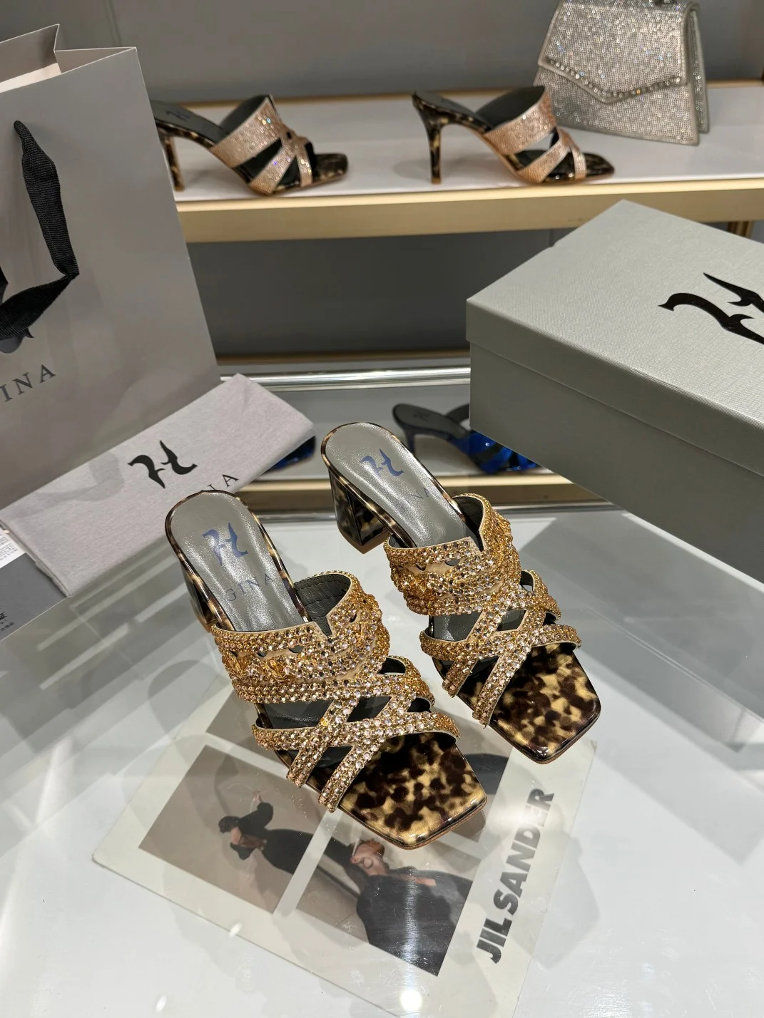 AMINA MUADDI Mules Leopard-Gold B50202609111334