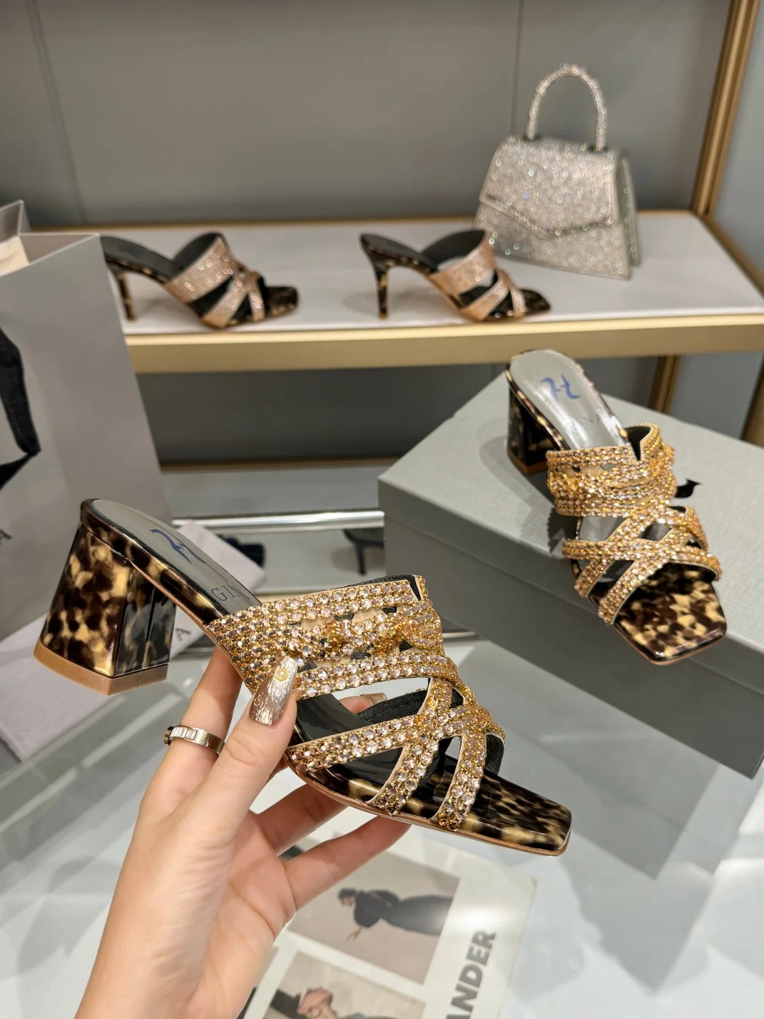 AMINA MUADDI Mules Leopard-Gold B50202609111334 - Image 3