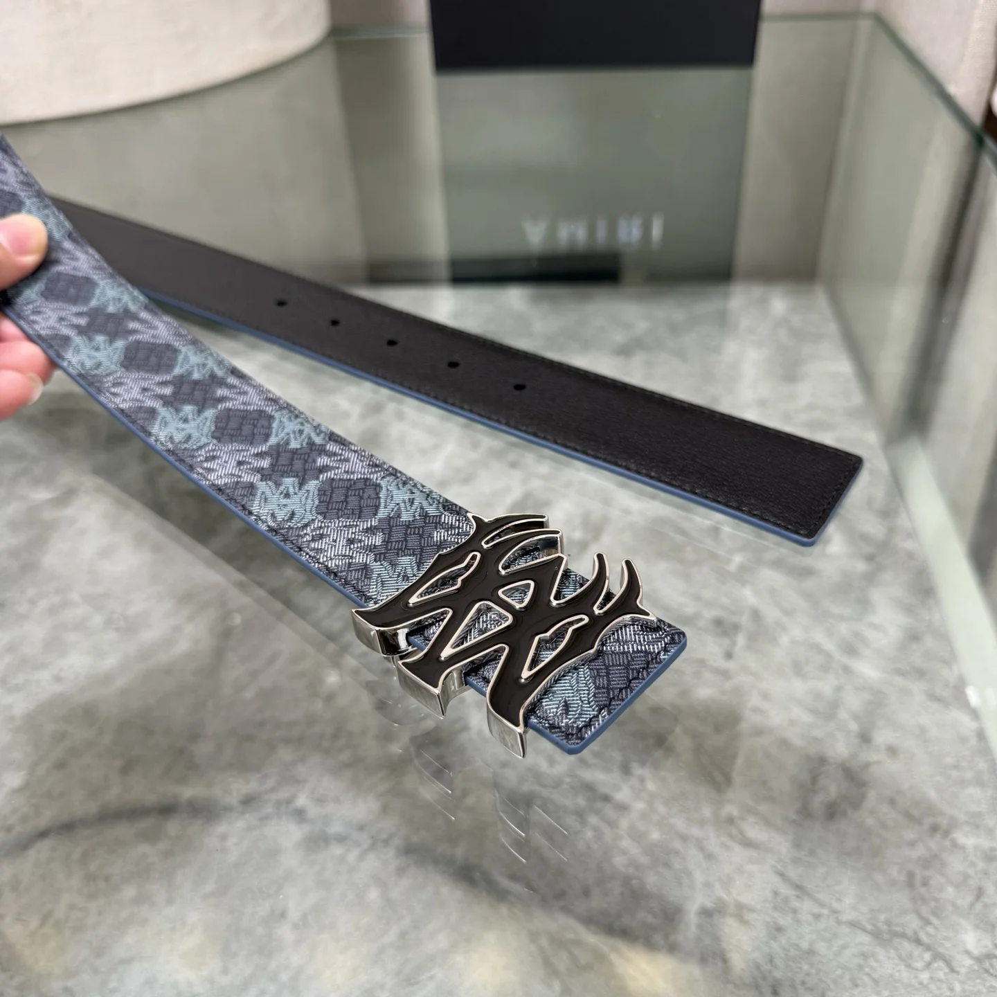 AMIRI Belts Calf Leather Blue-Black A90202609070043 - Image 2